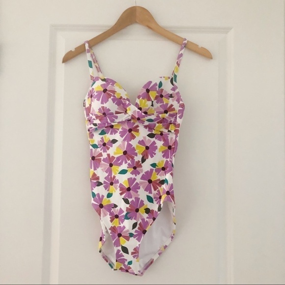 Kate Spade Wallflower Floral Print Draped Molded Cup One Piece Swimsuit - Picture 4 of 10
